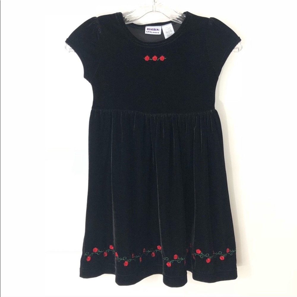 🦋5 For 20$ | Black Velvet Embroidered Dress